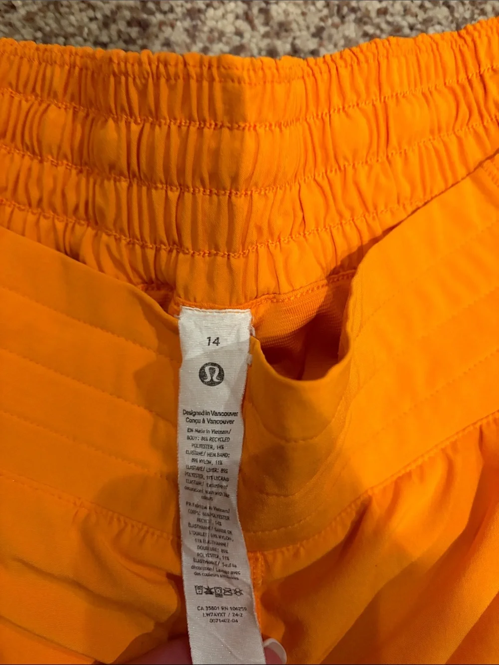 lululemon athletica Bright Orange Running Shorts